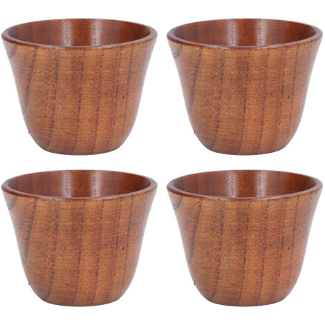 Holzbecher 75 ml, Retro-Naturstil, isoliert, für Tee und Kaffee, gesund und schadstofffrei