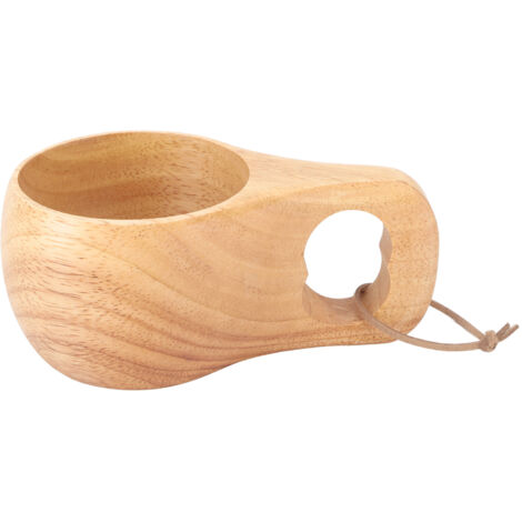 Holzbecher im nordischen Stil, 200 ml, multifunktional für Wein, Milch, Kaffee, mit einem Henkel und Lochdesign