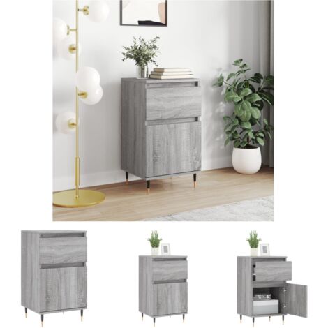 Holzbeistelltisch Grau - vidaXL Sideboard Grau Sonoma 40x35x70 cm Holzwerkstoff - Holzbeistelltisch mit Eisenbeinen
