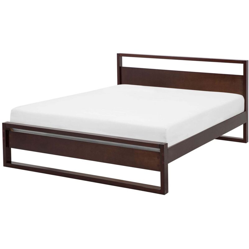 Beliani Bett Mit Lattenrost Kiefernholz Giulia 140 X 200 Cm Dunkelbraun