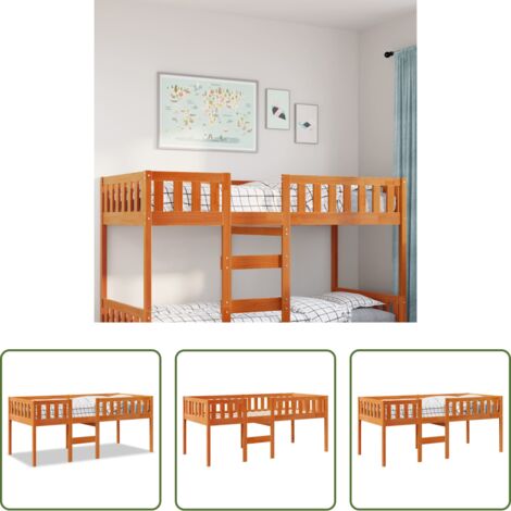 Holzbett -  Kinderbett ohne Matratze Wachsbraun 90x190 cm Massivholz Kiefer