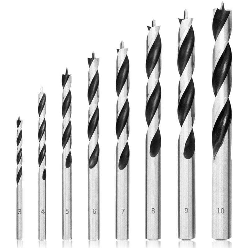 Image of Holzbohrer-Set, 3 mm – 10 mm, 8-teilig, professioneller Holzspiralbohrer, Brad Point für Holz
