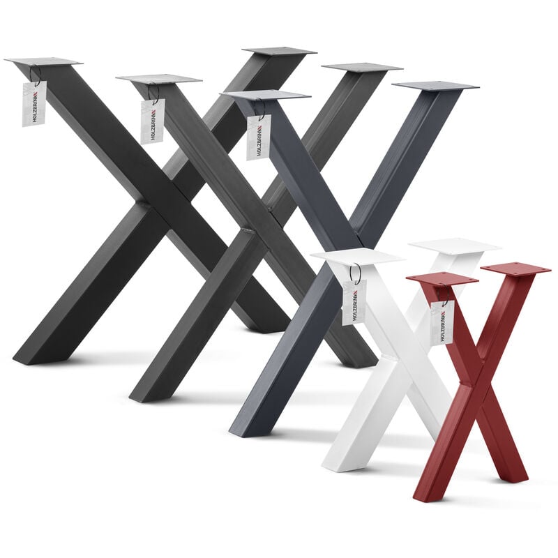 HOLZBRINK 1x Pied de Table X en Profilés d'Acier 40x40 mm, Dimensions 40x43 cm, Noir Foncé, HLT-03-F-BB-9005