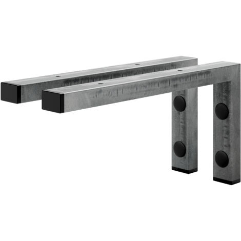 Holzbrink 2x Wandkonsole Rohstahl mit Klarlack für Waschtisch, 300x150 mm Modell L