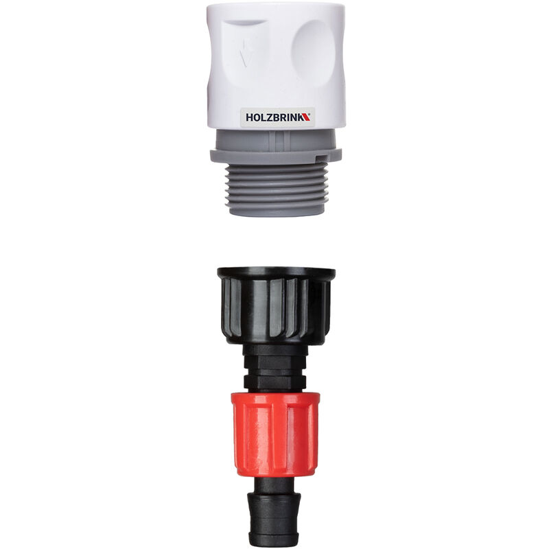 Holzbrink - Kit de raccordement de tuyau 16mm pour robinets : 1x Raccord rapide 20mm, 1x Connecteur tt 20mm è 16mm