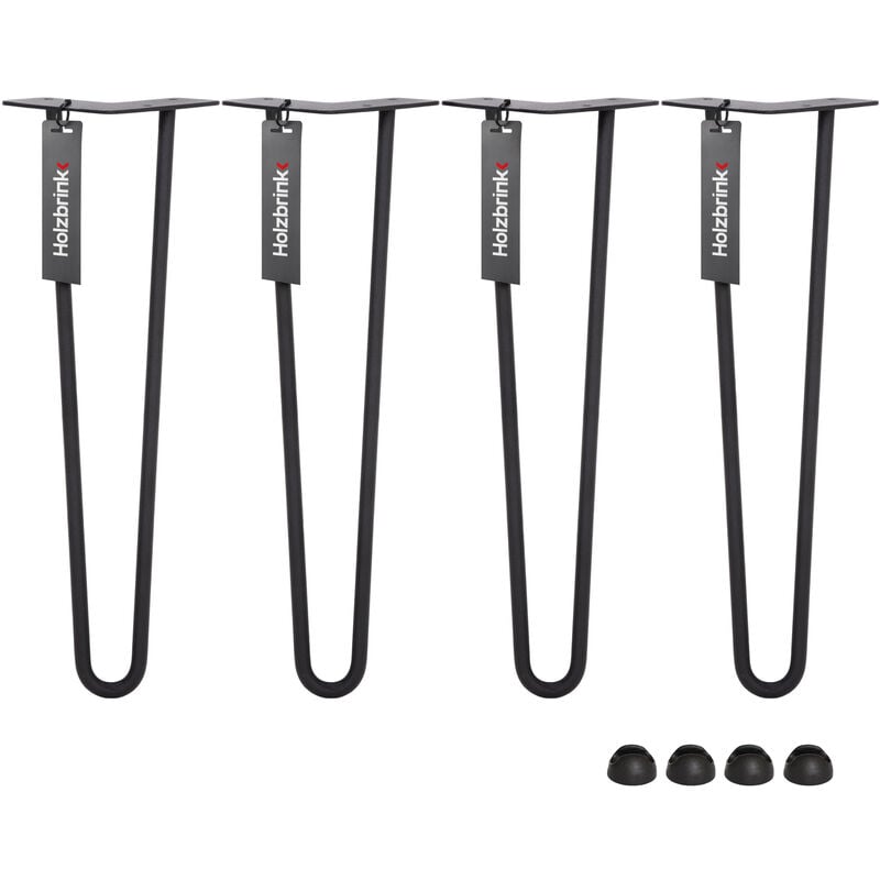 Holzbrink - Pied de Table en Acier Hairpin Triple Barre 12 mm, Hauteur: 60 cm, Gris Anthracite, 1 pcs, HLT-13A-60-7016