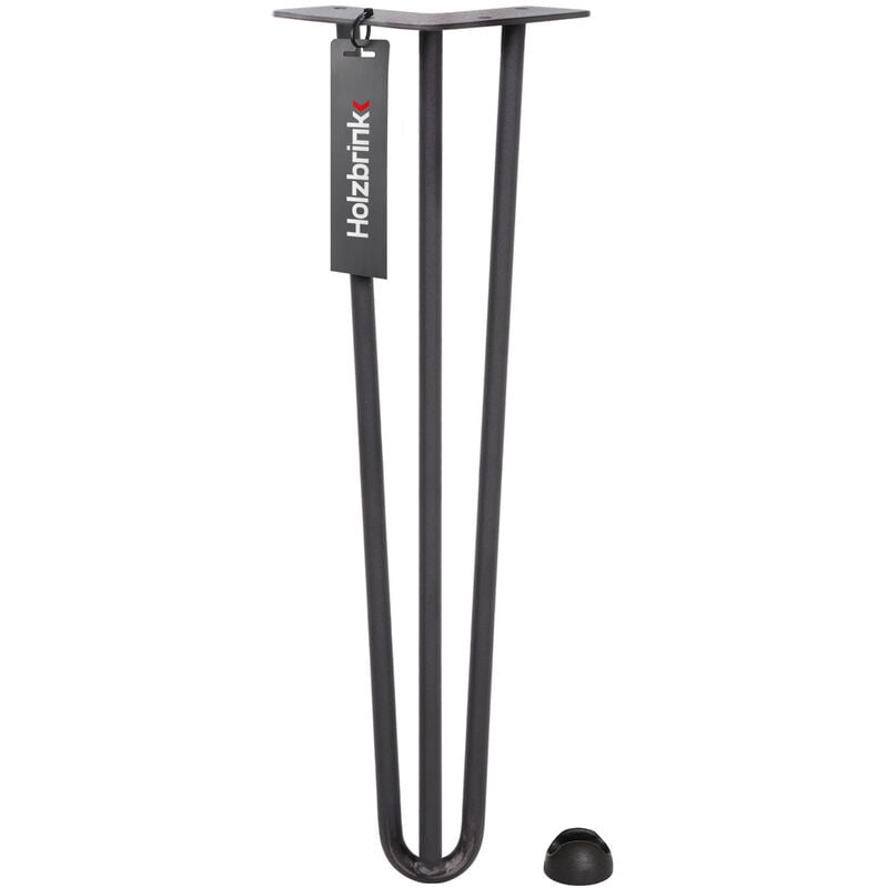 HOLZBRINK Pied de Table en Acier Hairpin Triple Barre 12 mm, Hauteur: 80 cm, Gris Anthracite, 1 pcs, HLT-13A-80-7016