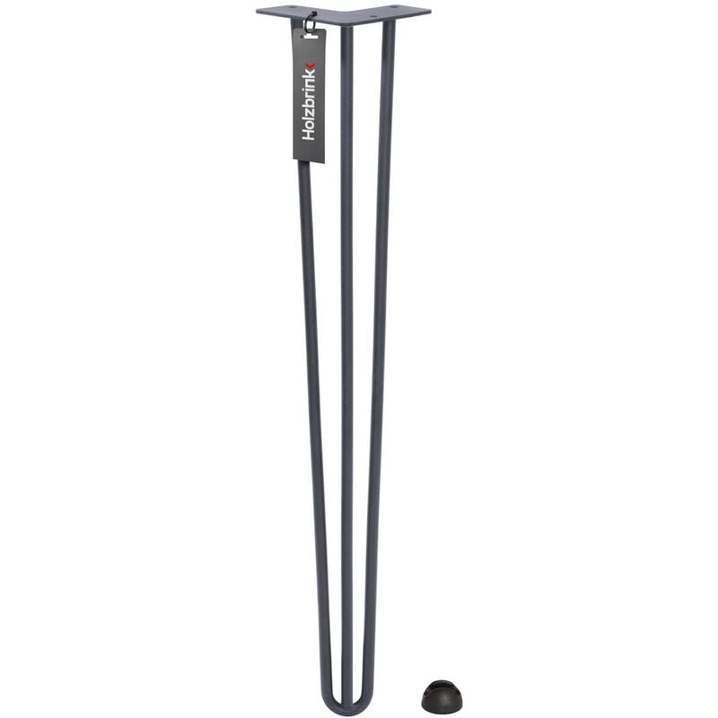 HOLZBRINK Pied de Table en Acier Hairpin Triple Barre 12 mm, Hauteur: 80 cm, Noir Foncé, 1 pcs, HLT-13A-80-9005