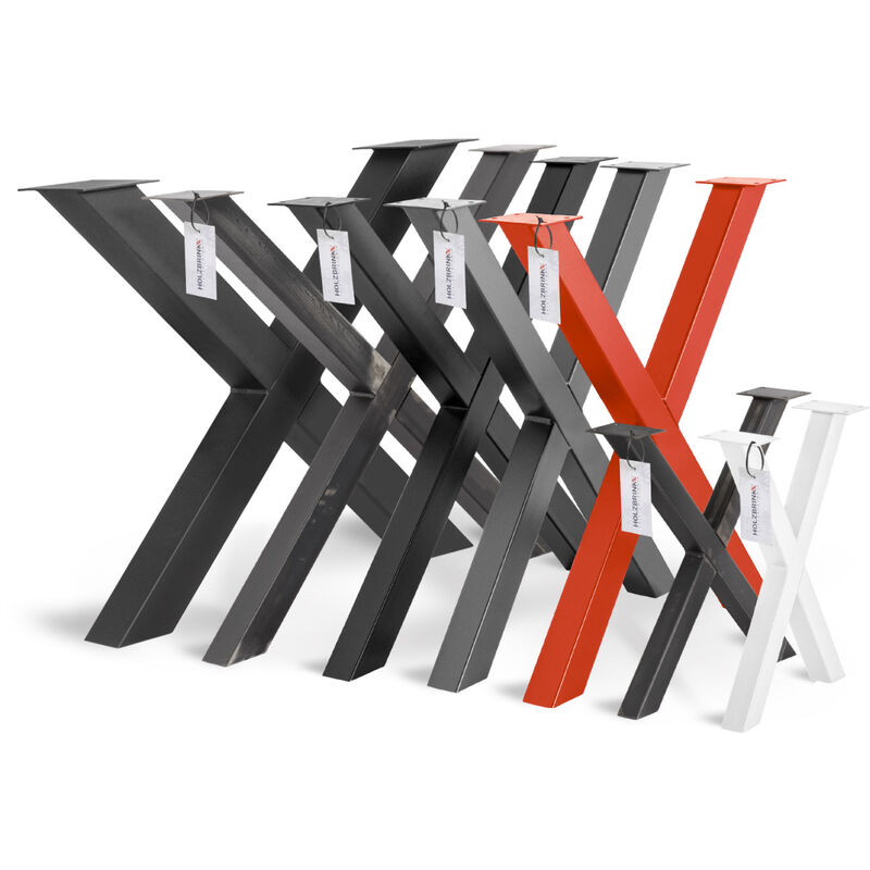 Holzbrink - Tischkufen X-Form aus Vierkantprofilen 60x60 mm, x-förmiges Tischgestell 70x72 cm, Verkehrsweiss, HLT-03-G-EE-9016