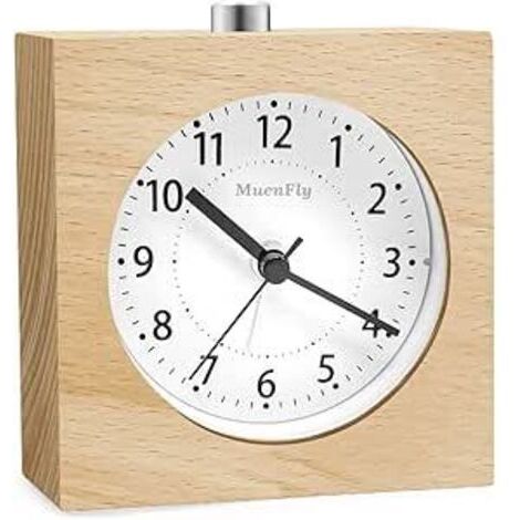 Holzdesign Tischwecker mit Schlummerfunktion, strahlungsfrei, batteriebetrieben, Nachtlicht für Schlaf- und Kinderzimmer