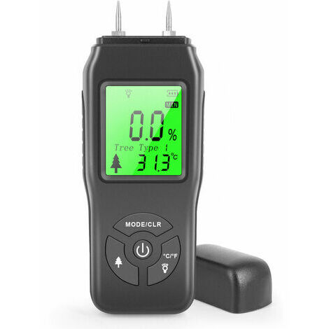 Holzfeuchtemessgerät, tragbares digitales Feuchtigkeitsmessgerät, Feuchtigkeitsmessgerät mit hintergrundbeleuchtetem LCD-Display, Wasserleckdetektor, Feuchtigkeitsmessgerät für Holz, Baumaterialien, W