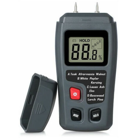 Holzfeuchtigkeitstester, Tragbarer Holzfeuchtigkeitsmesser, LCD-Feuchtigkeitstester zur Messung der Feuchtigkeit von Brennholz und Papier (ohne Batterie)