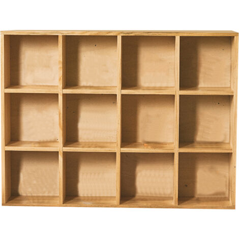 Holzfigurenregal mit 12 Fächern – Vitrine mit Rückwand für Wohnzimmer, Schlafzimmer oder Büro