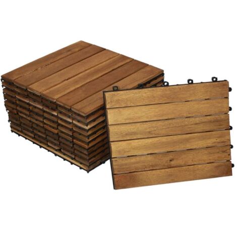 Holzfliesen Set 11 Stück = 1 m² Akazie Modell 01