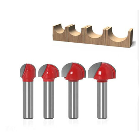 Holzfräser mit runder Spitze, 4 Stück 8mm Schaftfräser 16/22/25/32mm Nutfräser Hartmetall Schaft Nutenfräser für Oberfräse Schneidwerkzeug Router Bit