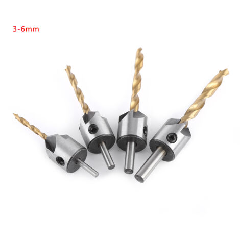 Holzfräser-Set, 4-teilig (3-6 mm) mit Innensechskantschlüssel, Holzbearbeitungsbohrer