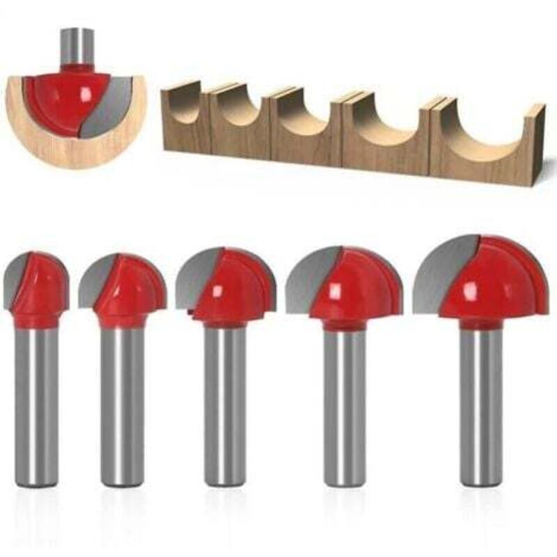 Image of Holzfräser rund, 5 Stück Fräser 8 mm Schaft 12/16/19/22/25 mm Nutfräser für Fräser