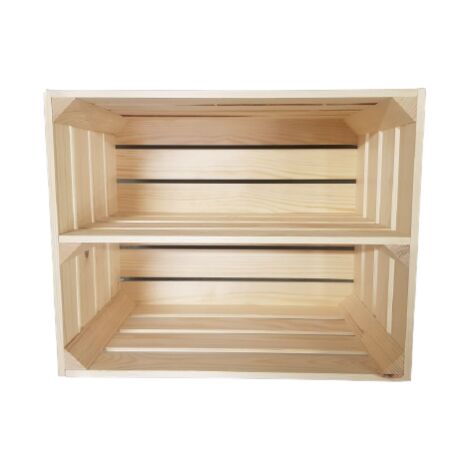 Holzkiste 50x40x30 mit langem Regal
