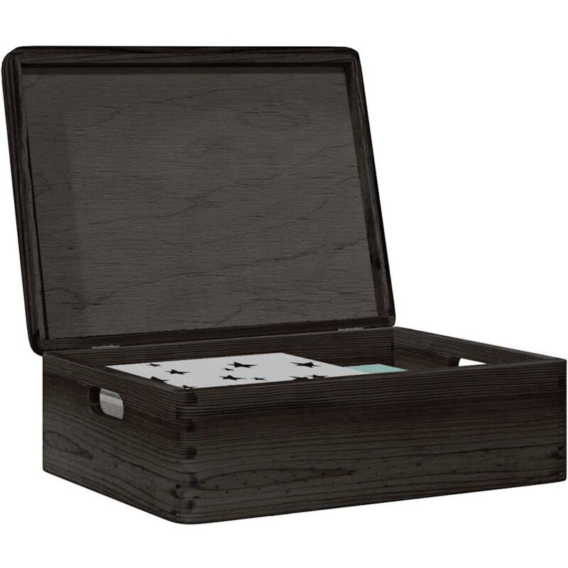 Holzkiste Mit Deckel Und Griffen Schwarz 40x30x13 Cm Massivholz Vidaxl