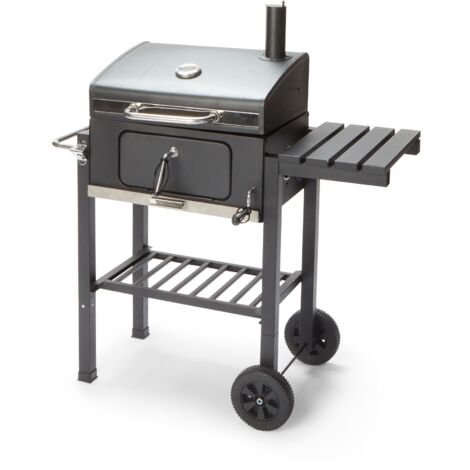 Holzkohlegrill 104,5 x 62,5 x 98,5 cm aus mattschwarzem Stahl mit Ofen- Amantea