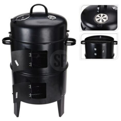 Holzkohlegrill mit Schornstein und 2 Grillrosten Schwarz ProGarden