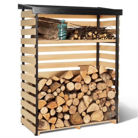 Holzlagerschuppen für Holzscheite Schrägdach und Regal