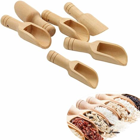 Holzlöffel Klein, 6 Stücke Mini Holz Schaufeln, Badesalz Löffel, Holzschaufel für Salz, Löffel, Küchenutensilien, Milchpulver, Kaffee, Gewürze , Tee, Süßigkeiten, Holz, Mini-Mehlsalz, Back-löffel