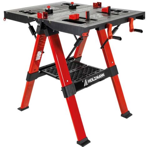 Établi Pliant De Serrage Holzmann KB 1300A - Capacité 200 Kg, Hauteur Réglable 79-130 Cm - Neuf