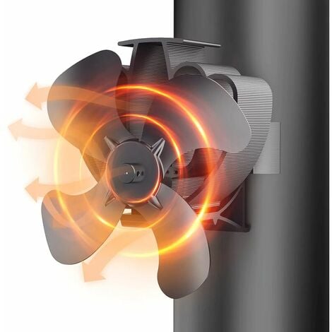 MUMU Holzofenventilator, 4 Flügel leiser Kaminventilator, am Rohr befestigt, Ofenventilator für Kamin/Holzofen/Gas/Pelletofen