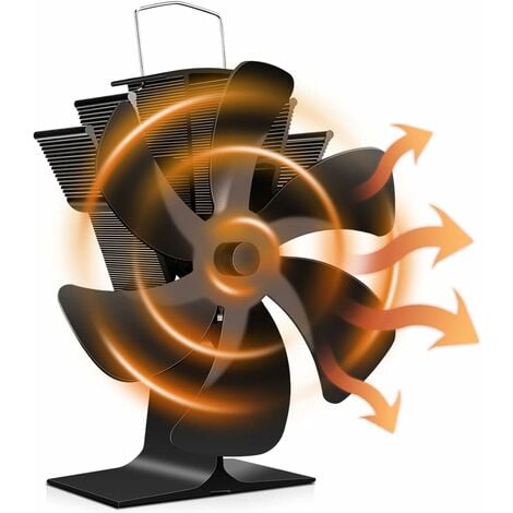 BLEOSAN Holzofenventilator, 6 Flügel, leiser, wärmebetriebener Kaminventilator für Holzofen, Gas-Kamin