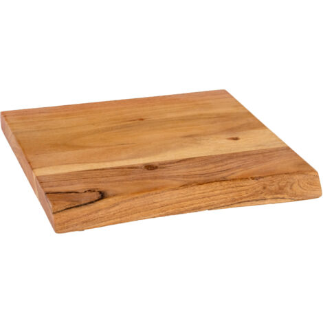 Holzplatte Arya mit echter Baumkante (einseitig), 30 x 30 cm, Akazienholz naturfarben, massiv & lackiert