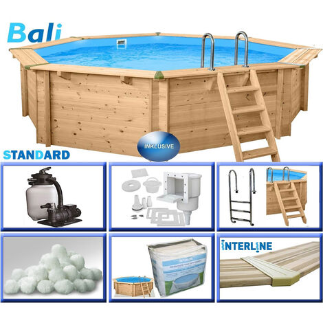 Holzpool Bali rund 8-Eck Massivholzpool