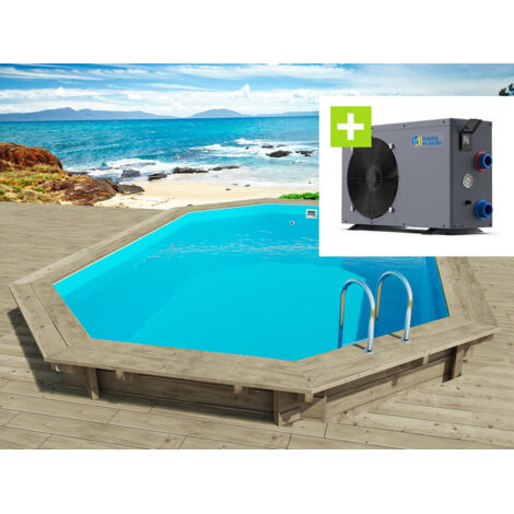 Holzpool "Florida 130" - 6,57 x 4,57 x 1,31 m + Wärmepumpe - Leistung 6,1 kW