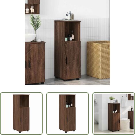 Holzschrank -  Badezimmerschrank mit Tür Braun Eichen-Optik 30 x 35 x 95 cm