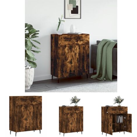 Holzschrank Räuchereiche - vidaXL Sideboard Räuchereiche 69,5x34x90 cm Holzwerkstoff - Holzschrank mit Metallbeinen