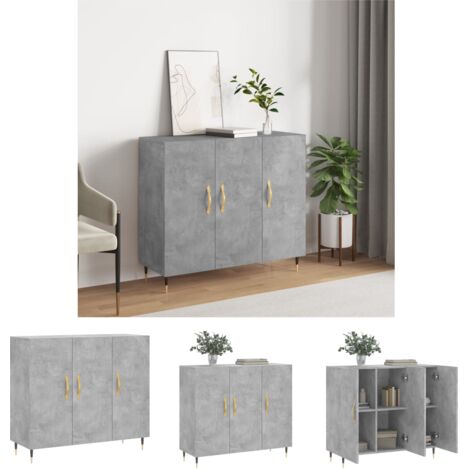 Holzschrank - vidaXL Sideboard Betongrau 90x34x80 cm Holzwerkstoff - Metallbeine
