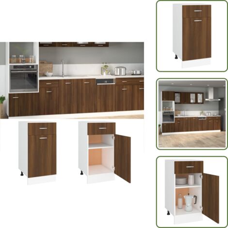 Holzschrank - vidaXL Unterschrank mit Schublade Lyon Braun Eichen-Optik 40x46x81,5 cm - Küchenmöbel