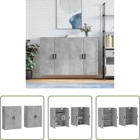 Holzschrank -  Wandschränke 2 Stk. Betongrau 69,5x34x90 cm