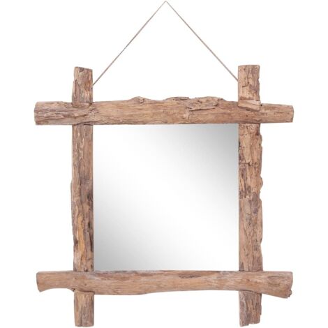 Holzspiegel Natur 70x70 cm Recyceltes Teakholz vidaXL
