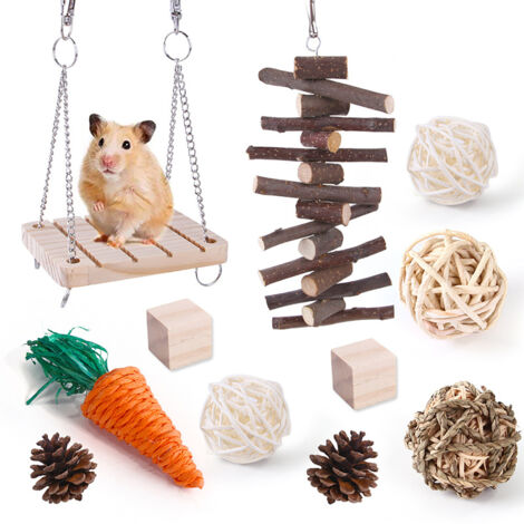 Holzspielzeug für Nagetiere - EINNENFFER - Grasbälle für Hamster und Kaninchen