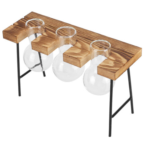 Holzständer für Hydrokultur-Glasvasen – 3 Flaschen – Dekoration für drinnen, Büro und Garten