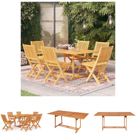Holzstühle - vidaXL 7-tlg. Garten-Essgruppe Massivholz Teak - Gartenstühle