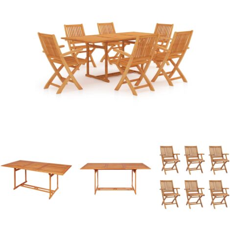 Holzstühle - vidaXL 7-tlg. Garten-Essgruppe Massivholz Teak - Gartenstühle