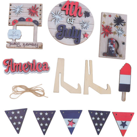 Holztablett für farbenfrohe Dekorationen zum Nationalfeiertag, massives patriotisches Ornament, Typ 1