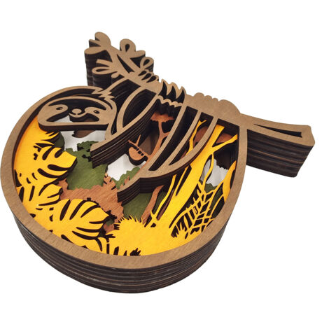 Holztierstatue, hohl geschnitztes Faultier, einzigartiges Kunsthandwerk, Wohnaccessoire.