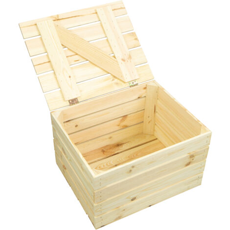 Holztruhe Natur mit Deckel 48 x 36 x 27cm