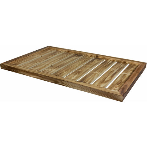 Holzunterlage  geflammt optional mit grauem Kissen 110x70x4,5cm ohne Kissen Geflammt