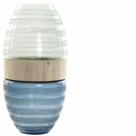 Holzvase Glas 21x21x43 Marineblaues Glas Holzmaterial Farbvase Vase Multicolor Family Family Details
