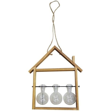Holzvase mit Glas 3 Plätze cm30x6,5h30