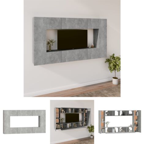 Holzwerkstoff - vidaXL 8-tlg. TV-Schrank-Set Betongrau Holzwerkstoff - Betonfarbe